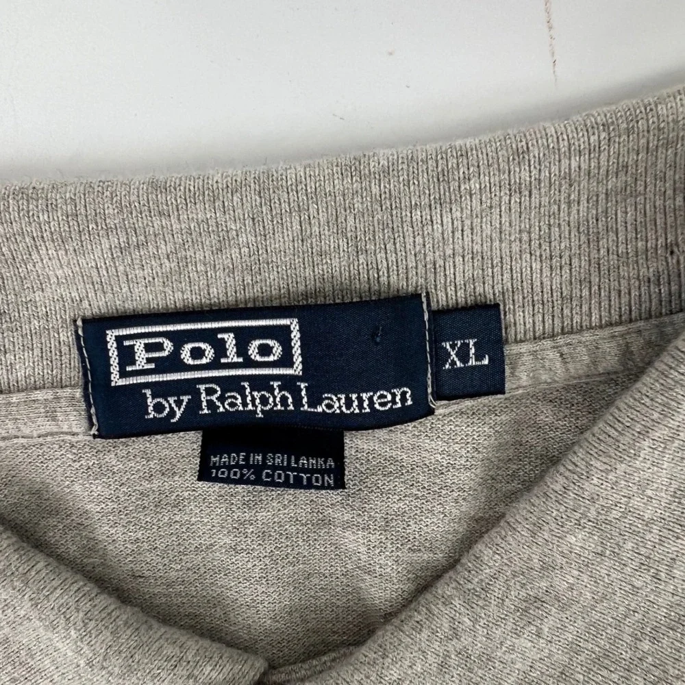 Polo Ralph Lauren Long Sleeve Polo Shirt Gray Pony Logo Cotton Men's XL